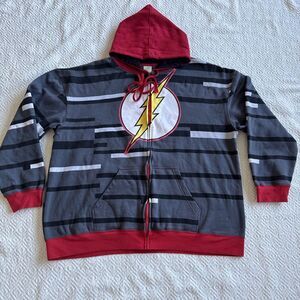 The Flash Hoodie Mens Full Zip Sweatshirt Long Sleeve DC Comics Superhero - 2XL